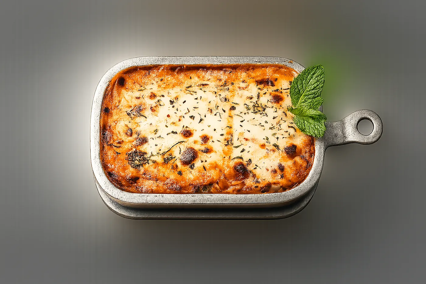 Lasaña recién salida del horno